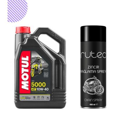 Motul 5000 10W40 4L + Rutec Zincir Yağlama Spreyi 400 ML